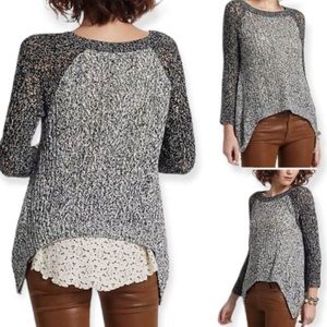 Anthropologie Leifnotes Dipped Lace Loose Knit Sweater